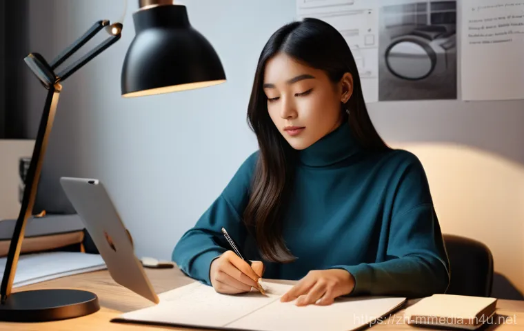 멀티미디어 콘텐츠 제작 실무 사례 연구 - **Prompt:** A young, energetic female content creator in her late 20s, wearing stylish yet modest ca...