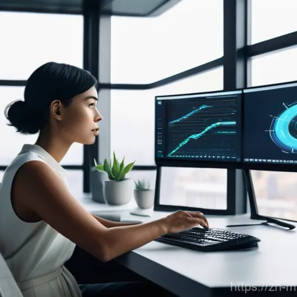 멀티미디어 디자인 이론과 실무 - **Prompt:** A multimedia designer, a young woman in her late 20s, with short, stylish hair, wearing ...