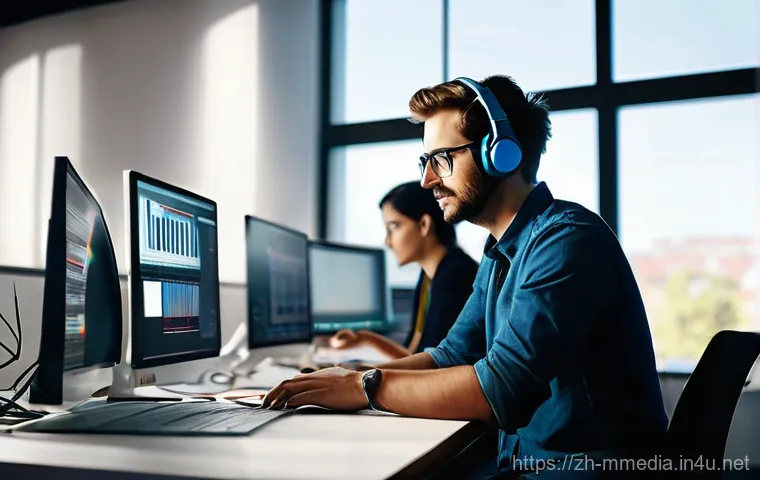 멀티미디어 제작에서 팀워크의 중요성 - **Prompt 1: Dynamic Creative Collaboration**
    A diverse team of five creative professionals, male...